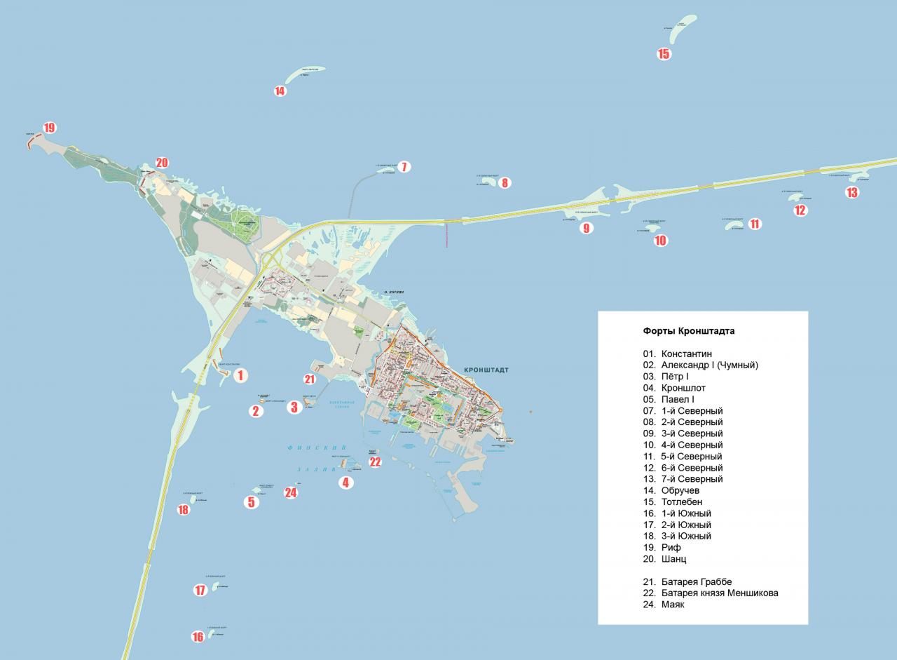 Схема фортов кронштадта